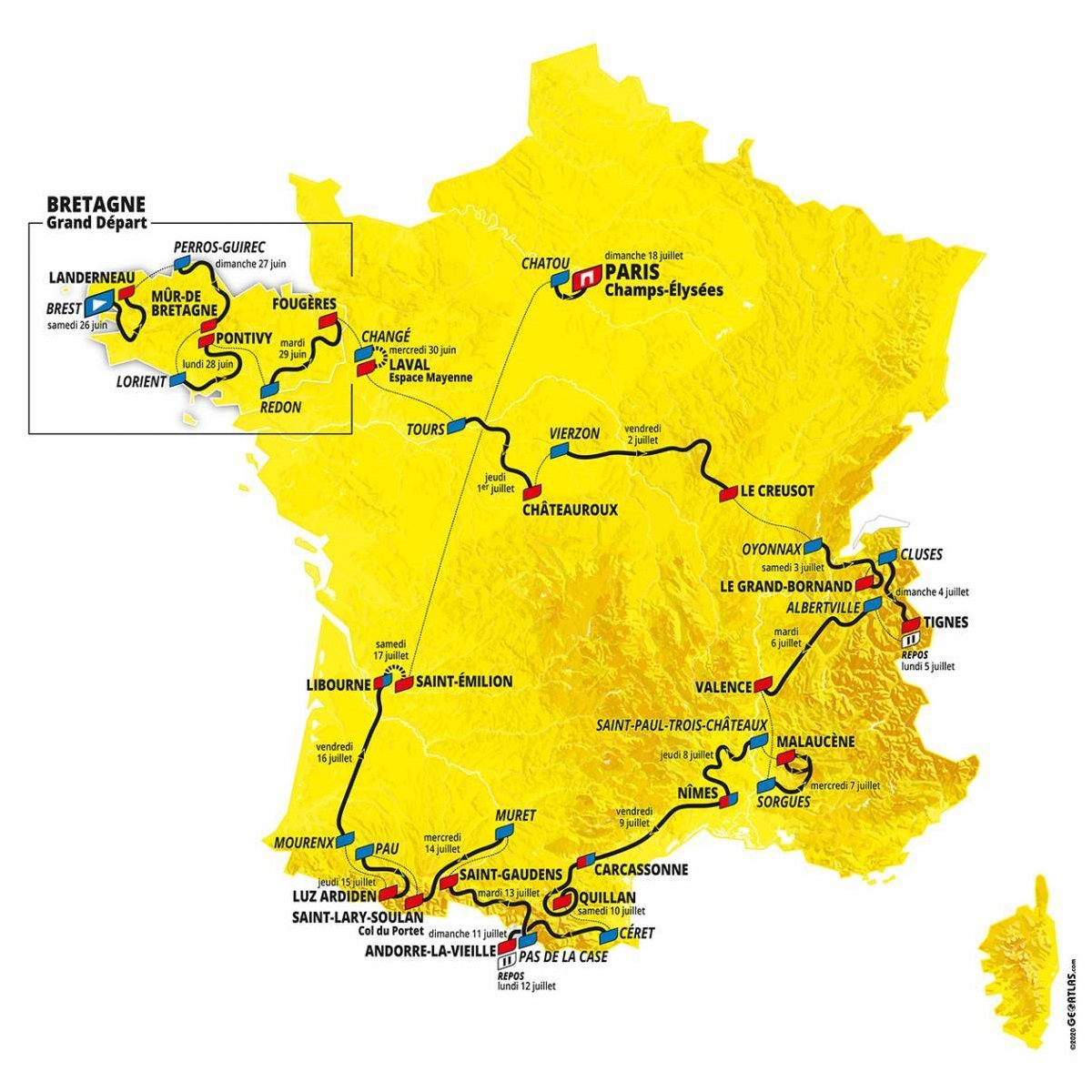 Tour De France 2021 Il Percorso Ufficiale SpazioCiclismo   Tour De France 2021 Percorso 