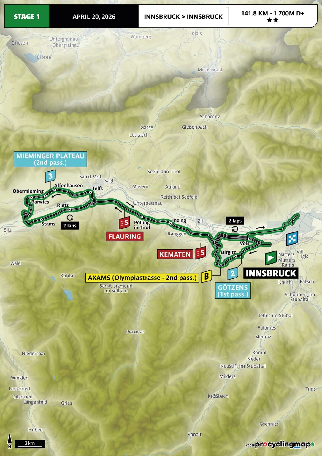 Tour Of The Alps 2026 Annunciato Il Percorso Altimetrie E Planimetrie Tour Of The Alps 2026 Tappa 1 Planimetria 1085x1536 