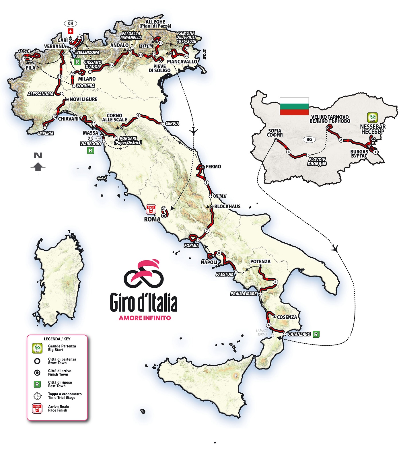 Giro d'Italia 2026: partenza dalla Bulgaria, 3468 km e 48700 metri di dislivello — image 3